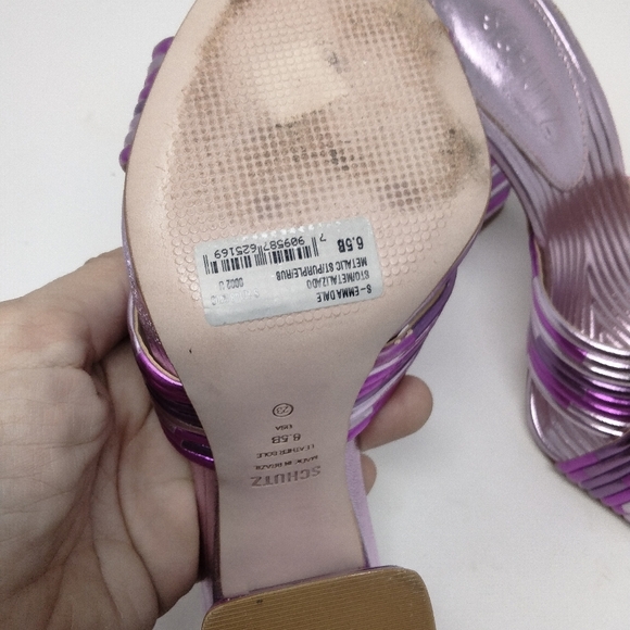 Emma dale metallic pink and purple open toe heels size 6.5 b by Schutz - Picture 6 of 9